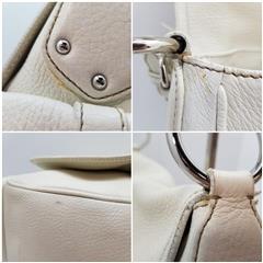 Prada BR3706 Vitello Daino White Calf Skin Leather Side Pocket Flap Shoulder Bag